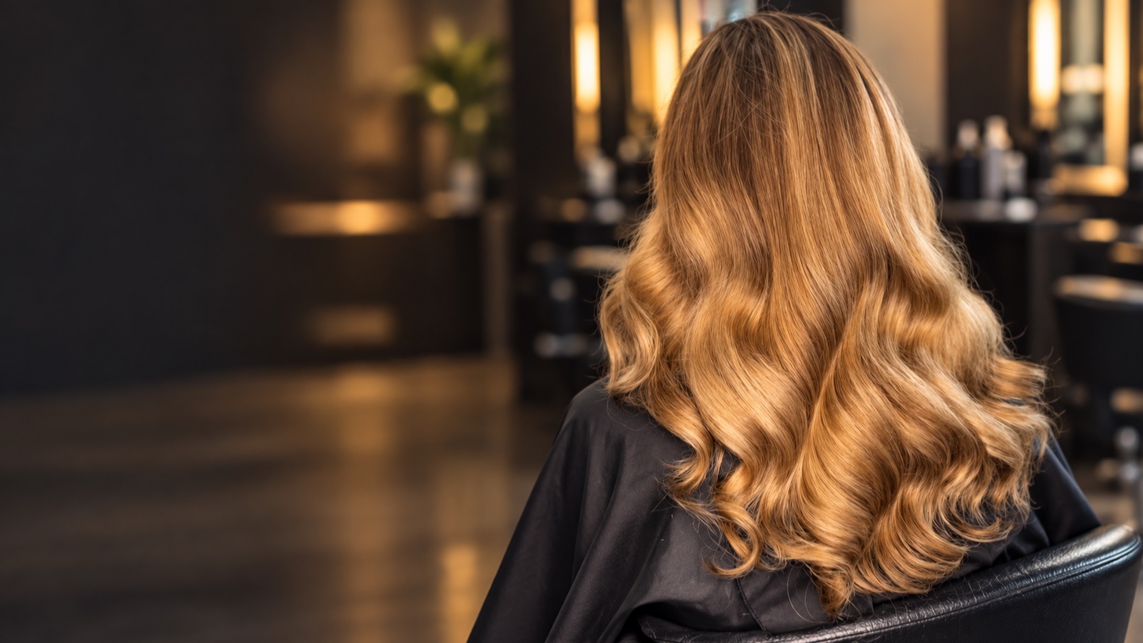 Goldbraune Balayage-Wellen von hinten